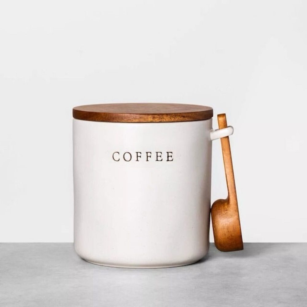 Hearth and Hand with Magnolia 37oz Stoneware Coffee Canister w/ Wood Lid & Scoop